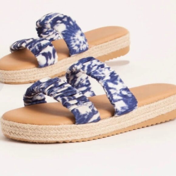 Indigo Tie-Dye Double Strap Sandals - Picture 4 of 7